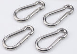 Spring Snap Hook Carabiner 4pcs M8 0.31inch Stainless Steel Heavy Duty Clips Capacity Keychain Quick Links for Dog Leash, Outdoor Camping, Swing, Hammock, Hiking