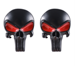 3D Magwell Solid Metal Decal Sticker - Punisher Skull Badges Emblem Decor Sticker (Pack of 2)