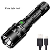 Mini LED Tactical Flashlight 1600 High Lumen 10W Fixed Focus Water Resistant Light for Camping Accessories Outdoor Gear Emergency with USB